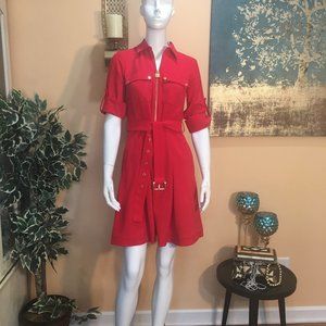 SOLD Michael Kors  Red Belted Shirtdress size XS